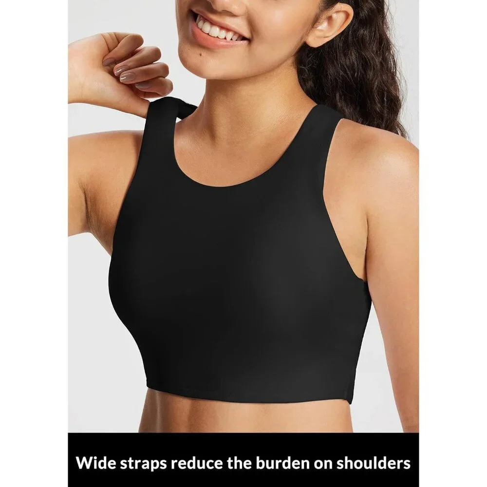 Women's High Neck Swim Bra Bikini Top Removable Padded UPF 50+ Quick Dry